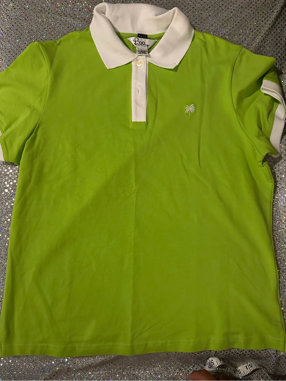 Lilly Pulitzer Neon Lime Polo with White Trim Slim fit Stretch LNWOT LG